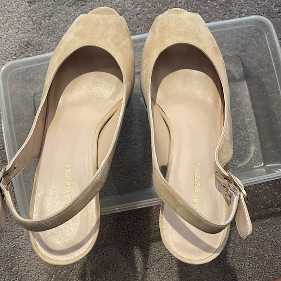 Stuart weitzman Jean nude nubuck suede cork wedge size 8.5